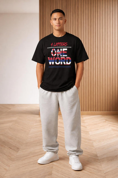 Full body view of the model wearing 4 Letters One Word (WWE Collection)
