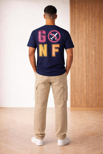 Back pose of the model wearing Hustle Loyalty Respect