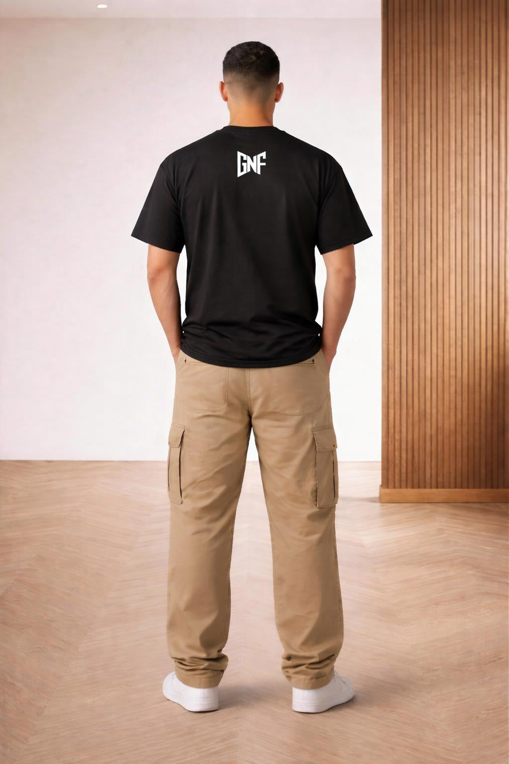 Back pose of the model wearing Road Rayjah T-Shirt